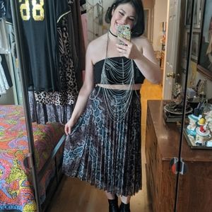 Nordstrom Pleated Snake Print Midi Skirt